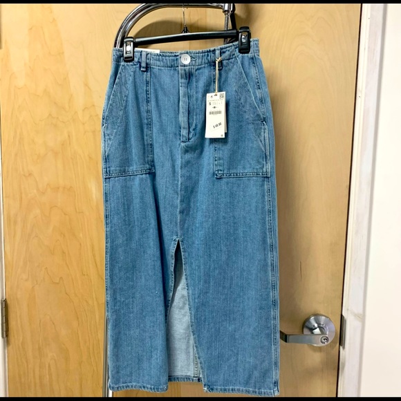 Zara Skirts Zara Midi Denim Skirt Nwt Poshmark